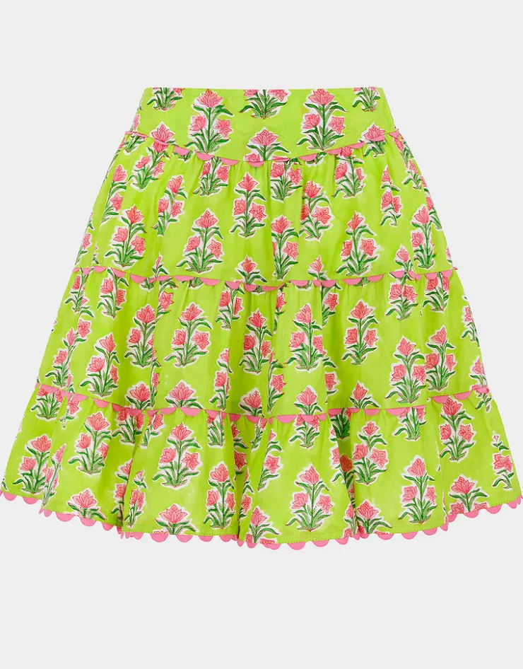 Pink City Prints Elsie Mini Skirt - Lime Tulip Sale
