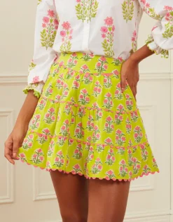 Pink City Prints Elsie Mini Skirt - Lime Tulip Sale