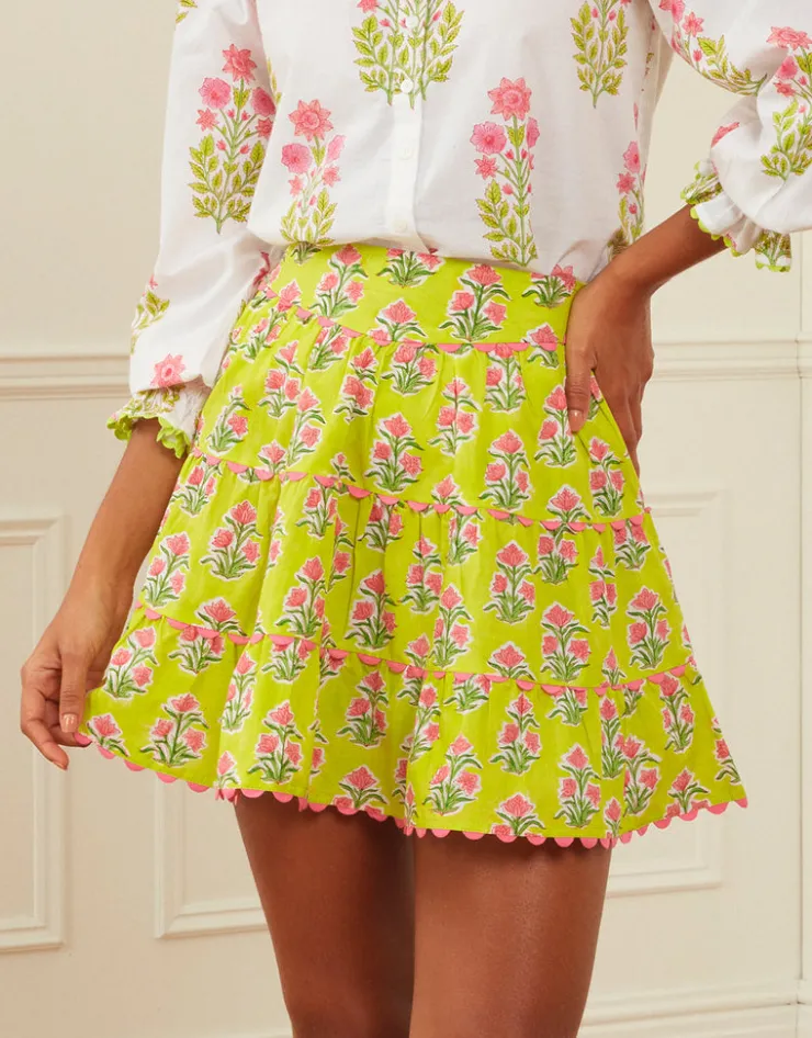 Pink City Prints Elsie Mini Skirt - Lime Tulip Sale