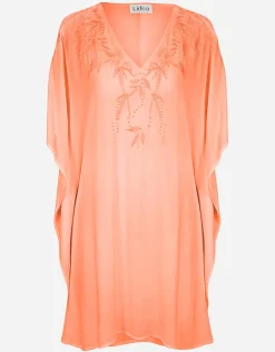 Lidea Embroidered Kaftan - Coral Outlet