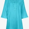 Charmline Embroidered Tunic - Turquoise Outlet