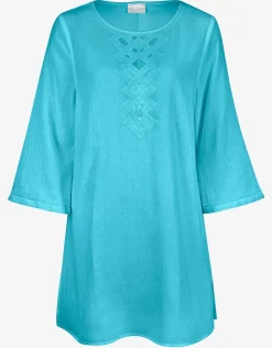 Charmline Embroidered Tunic - Turquoise Outlet