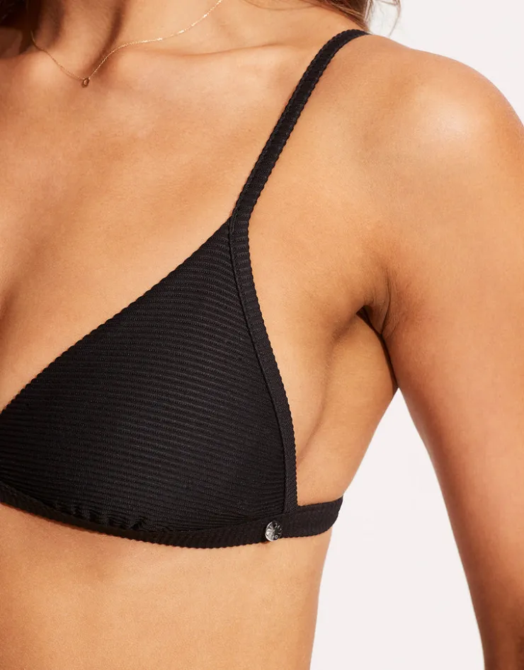 Seafolly Essentials Fixed Tri Bikini Top - Black New
