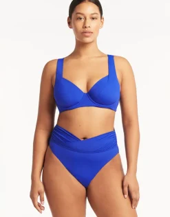 Sea Level Essentials Wrap High Waist Bikini Pant - Cobalt New