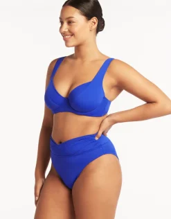 Sea Level Essentials Wrap High Waist Bikini Pant - Cobalt New