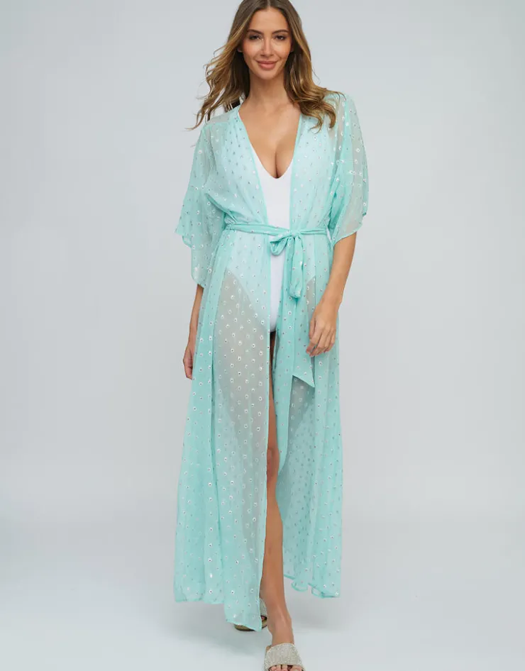 Pia Rossini Estepona Maxi Kaftan - Turquoise New