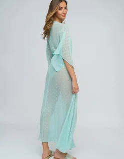 Pia Rossini Estepona Maxi Kaftan - Turquoise New