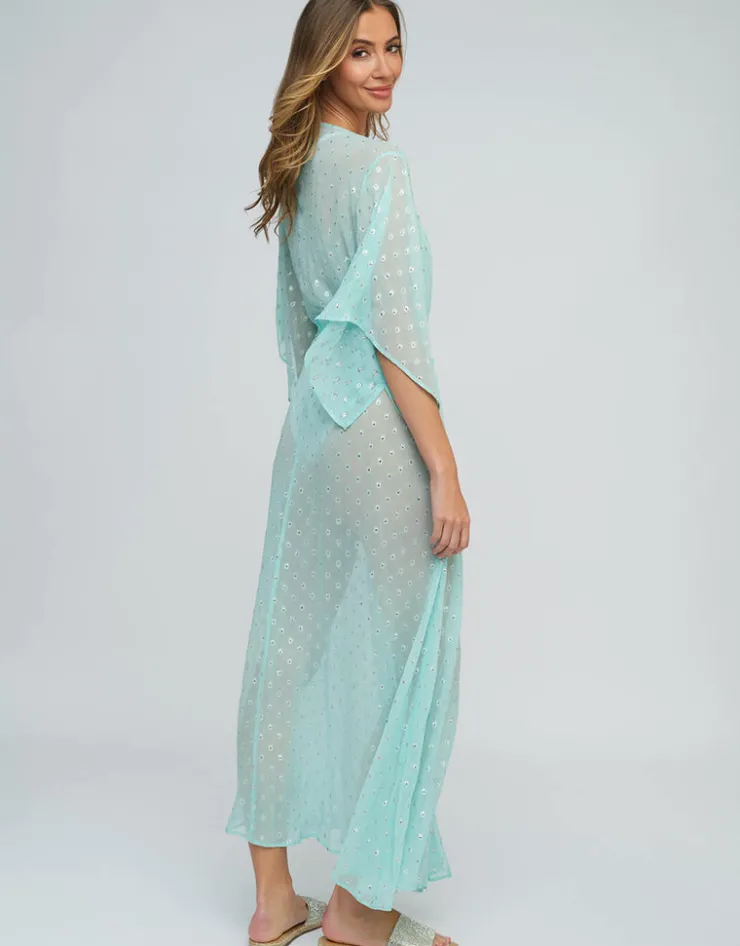 Pia Rossini Estepona Maxi Kaftan - Turquoise New