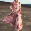 Maryan Mehlhorn Euphoria Belted Shirt Dress - Rose Infusion New