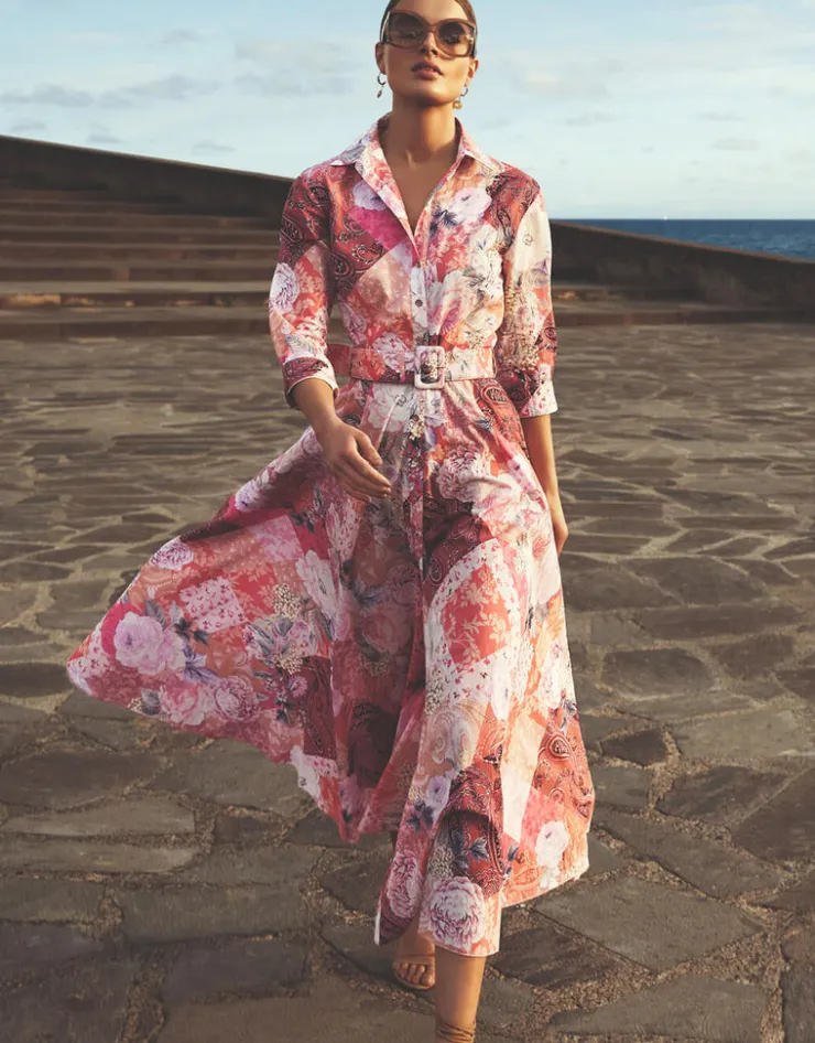 Maryan Mehlhorn Euphoria Belted Shirt Dress - Rose Infusion New