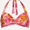 Watercult Euphoric Bloomwave Gathered Halter Bikini Top - Sunsoaked Neons Best