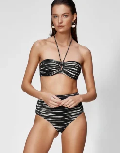 Maryan Mehlhorn Expedition High Waist Bikini Pant - Black and Cream Discount