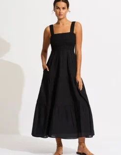 Seafolly Faithful Midi Dress - Black Hot