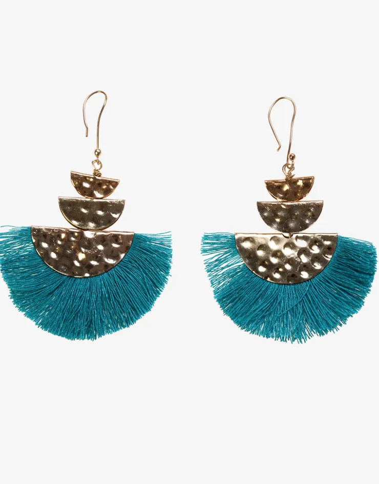 Iconique Fan Earrings - Teal Clearance