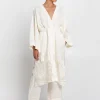 Greek Archaic Kori Feather Midi Kimono - Natural and Champagne Fashion