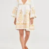 Greek Archaic Kori Feather Mini Dress - White and Gold Hot