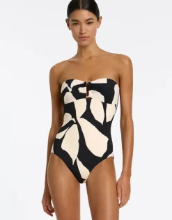 Jets Fiore Bandeau Swimsuit - Black and Cream Best