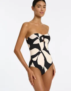 Jets Fiore Bandeau Swimsuit - Black and Cream Best