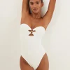 ViX Paula Hermanny Firenze Jolie Bandeau Swimsuit - White Outlet