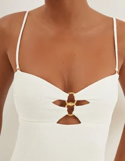 ViX Paula Hermanny Firenze Jolie Bandeau Swimsuit - White Outlet