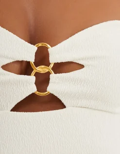 ViX Paula Hermanny Firenze Jolie Bandeau Swimsuit - White Outlet