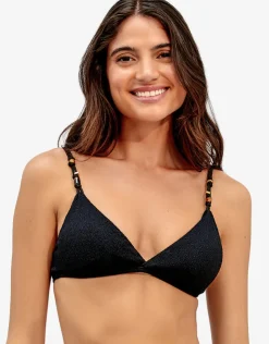 ViX Paula Hermanny Firenze Kira Flora Bikini Top - Black Clearance