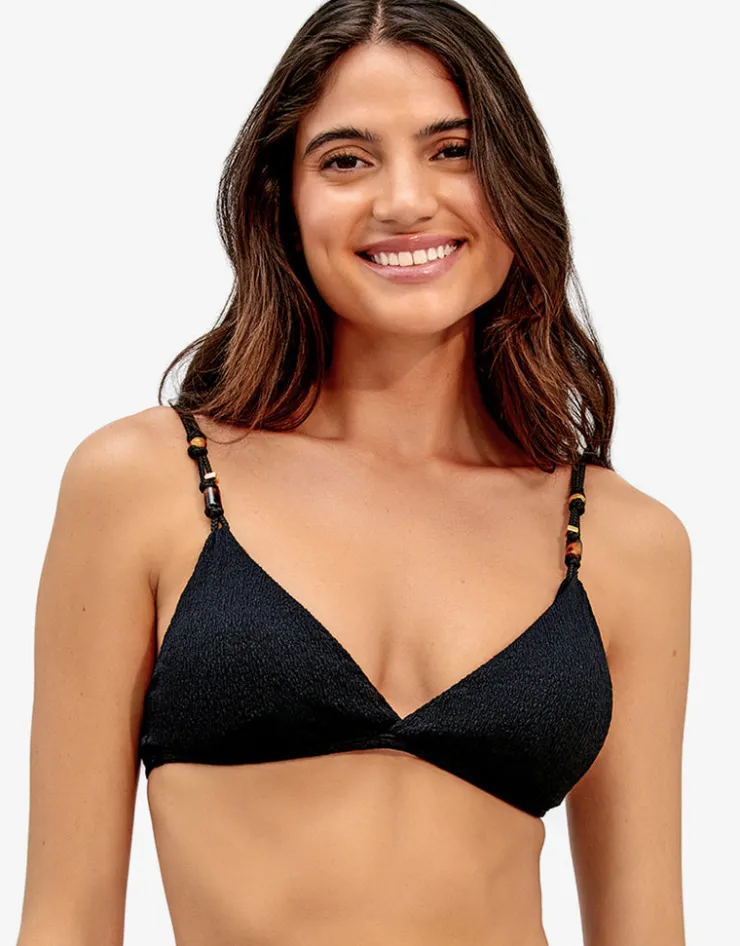 ViX Paula Hermanny Firenze Kira Flora Bikini Top - Black Clearance