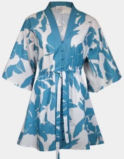 Watercult Floral Abstract Mini Kimono - Puffy Sky New