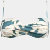Watercult Floral Abstract Twist Bandeau Bikini Top - Puffy Sky Clearance