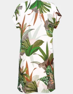 Charmline Floral Safari Beach Dress - White Jungle Best