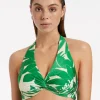 Jets Floreale D DD Twist Front Bikini Top - Green New