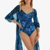 Roidal Floreale Midi Length Beach Shirt - Blue Sale