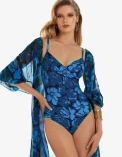 Roidal Floreale Underwired Wrap Swimsuit - Blue Sale