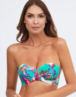 Nuria Ferrer Frida Bandeau Bikini Top - Green Marble Clearance