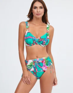 Nuria Ferrer Frida Underwired Ring Bikini Top - Green Marble Fashion