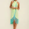 Pitusa Fringed Crossover Dress - Neon Yellow Hot
