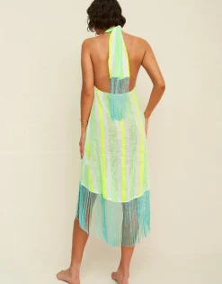Pitusa Fringed Crossover Dress - Neon Yellow Hot