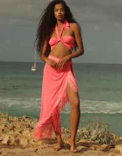 Pitusa Fringed Sarong Skirt - Hot Pink Outlet