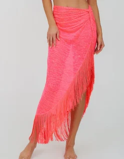 Pitusa Fringed Sarong Skirt - Hot Pink Outlet