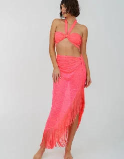 Pitusa Fringed Sarong Skirt - Hot Pink Outlet