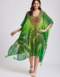 Iconique Fuego Poncho Kaftan - Multi Green Discount