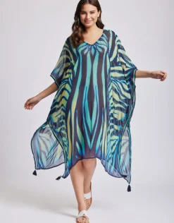 Iconique Fuego Poncho Kaftan - Multi Blue New