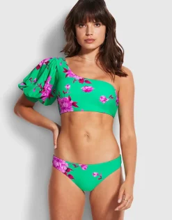 Seafolly Full Bloom One Shoulder Bikini Top - Jade Discount