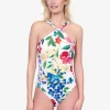 Gottex Garden Dream High Neck Swimsuit - Off White New