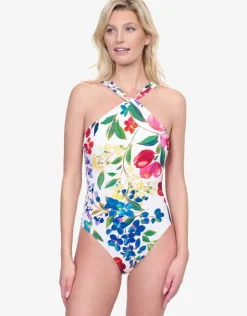 Gottex Garden Dream High Neck Swimsuit - Off White New