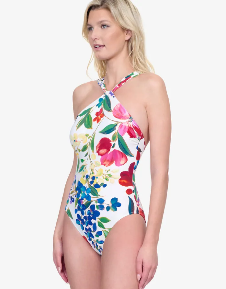 Gottex Garden Dream High Neck Swimsuit - Off White New