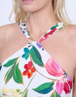 Gottex Garden Dream High Neck Swimsuit - Off White New