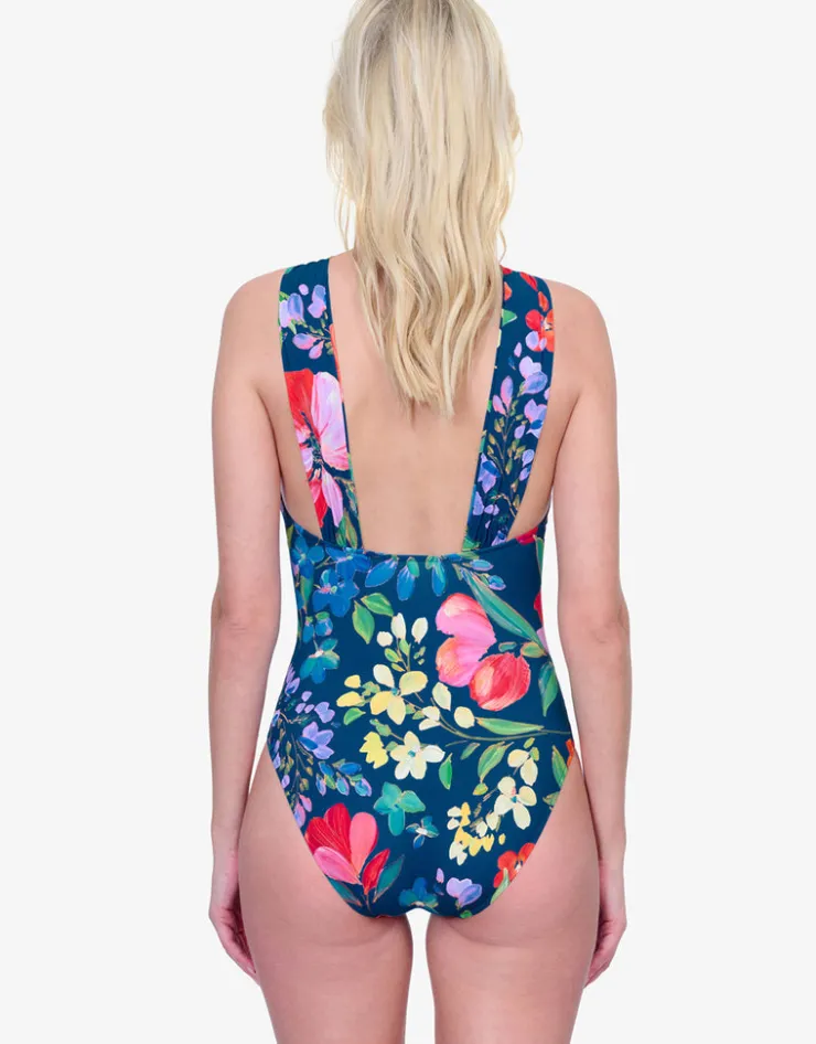 Gottex Garden Dream High Neck Swimsuit - Multi Navy Sale