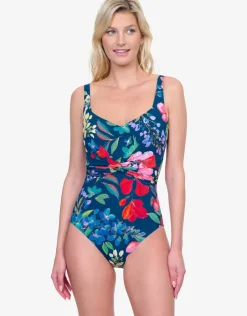 Gottex Garden Dream Shaped Square Neck Swimsuit - Multi Navy Fashion