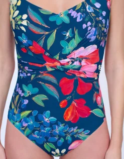 Gottex Garden Dream Shaped Square Neck Swimsuit - Multi Navy Fashion
